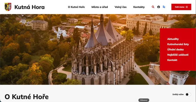 Screenshot nového webu kutnahora.cz